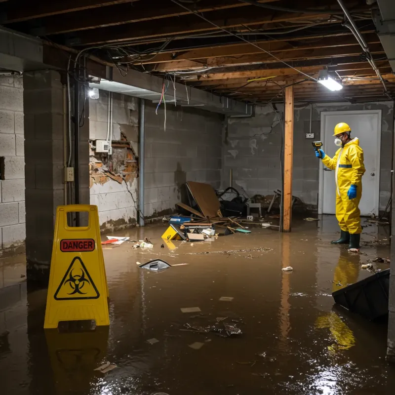 Flooded Basement Electrical Hazard in Winchester, IN Property